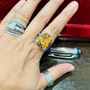 Beautiful Sterling Silver Citrine Crystal Ring SZ 7